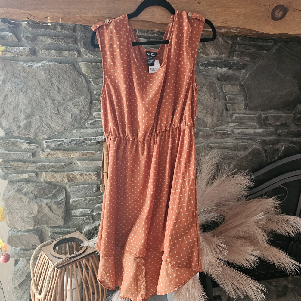 Rue21 High Low Dress in Orange with White Dots